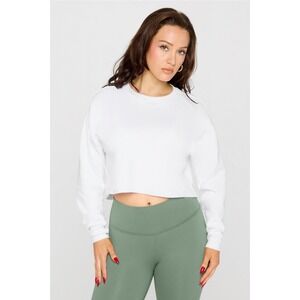 Yitty (by Fabletics) NWT Cozy Fleece Everyday Cropped Crew Sweatshirt White M